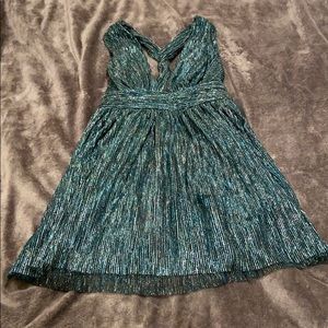 Ailey Gold And Blue Skater Dress